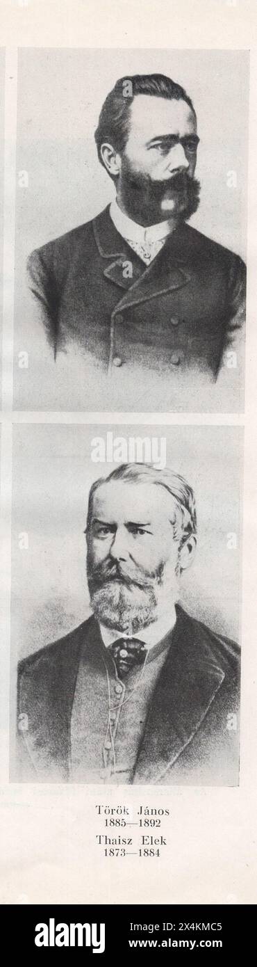 Borbély Zoltán/ Dr Kapy Rezső. : A 60 éves magyar rendőrség 1881-1941. / La police hongroise âgée de 60 ans 1881-1941 . Anniversaire de la police hongroise almanach. Archives photographiques de la police hongroise / Török János ( 1885-1892) és Thaisz Elek ( 1873-1884 ) Banque D'Images