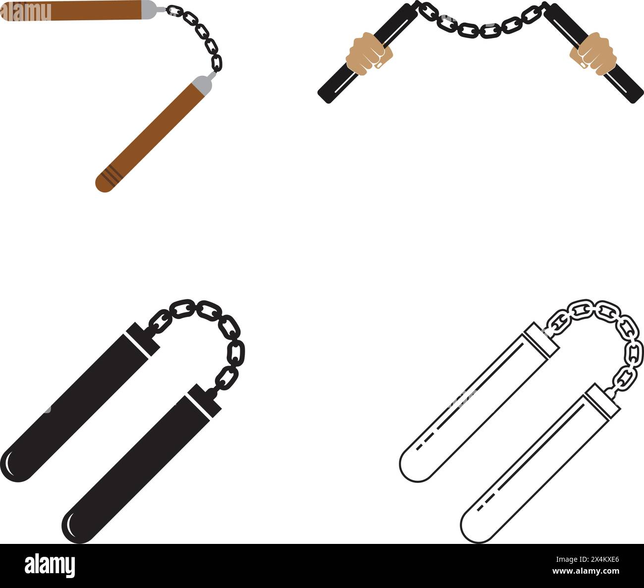 Conception de symbole d'illustration vectorielle d'icône de nunchaku Illustration de Vecteur