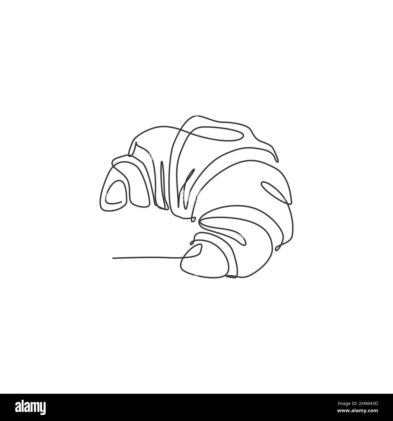 Dessin en ligne continue simple de l'étiquette stylisée de logo de magasin de gâteau de croissant en ligne sucré. Concept de pâtisserie emblématique. Design moderne de dessin d'une ligne vecto Illustration de Vecteur