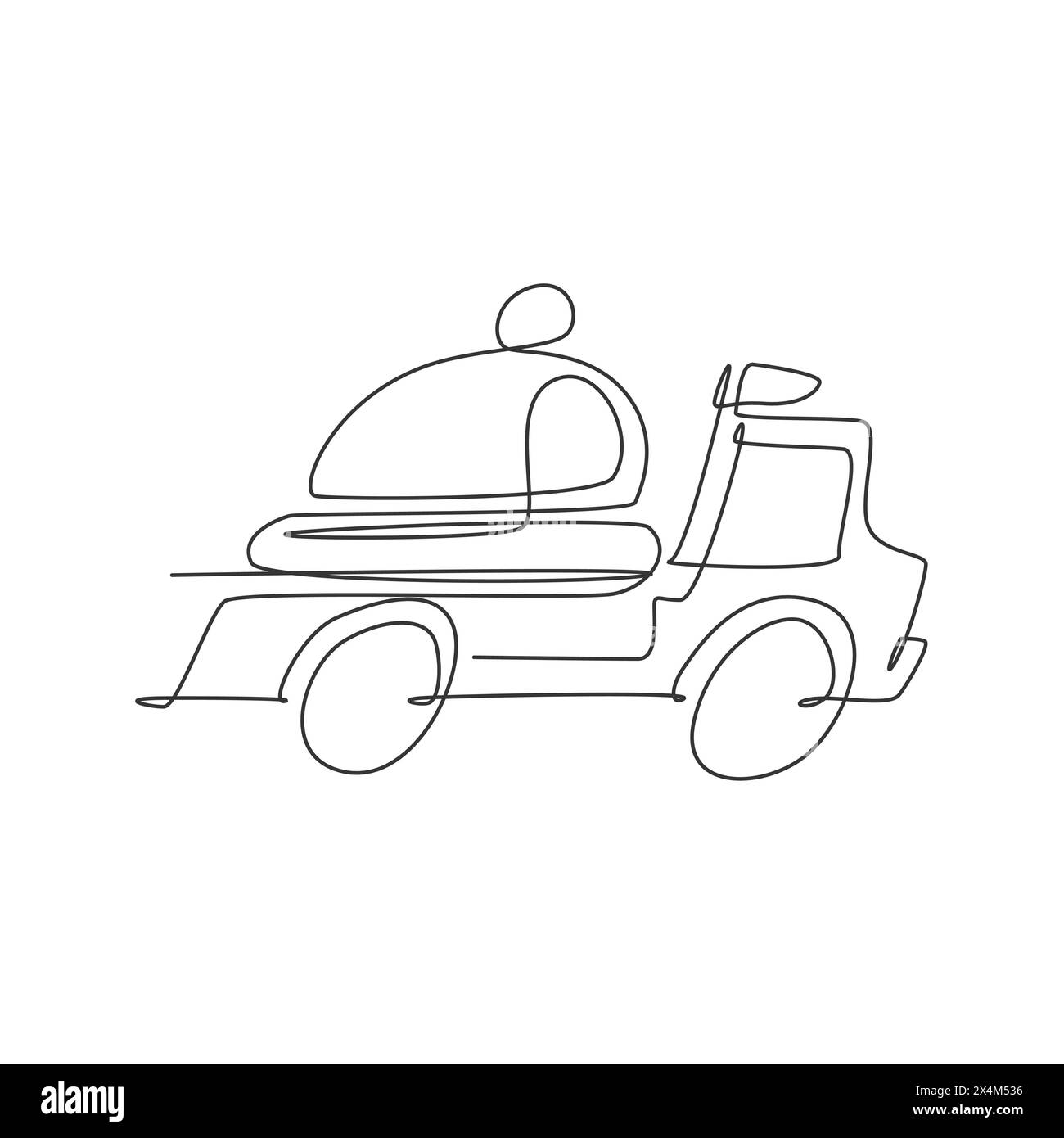 Une cloche de couverture de plateau de transport de caisse de camion en ligne continue pour l'emblème du logo du service de livraison de nourriture. Concept de livraison de nourriture Cafe Shop. Si moderne Illustration de Vecteur