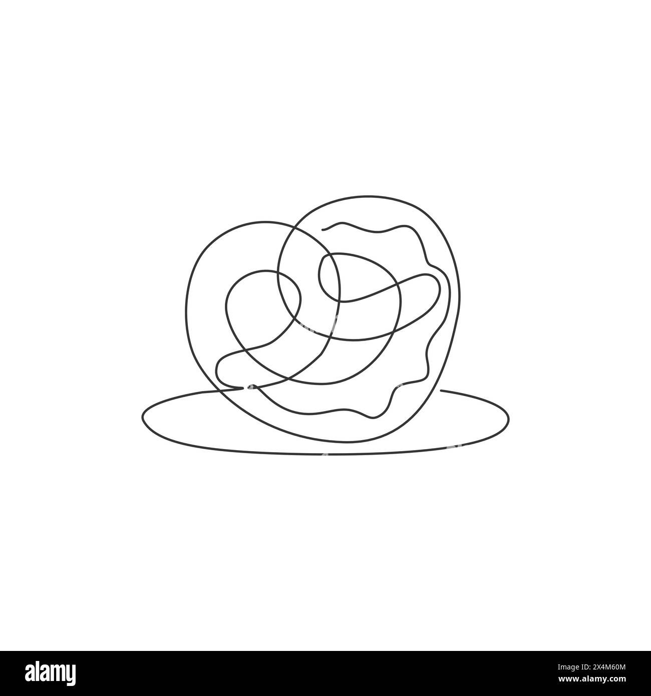 Un dessin simple ligne de l'illustration vectorielle de logo de bretzel délicieux frais. Menu de snack-food en Allemagne et concept de badge de restaurant. Continue moderne Illustration de Vecteur