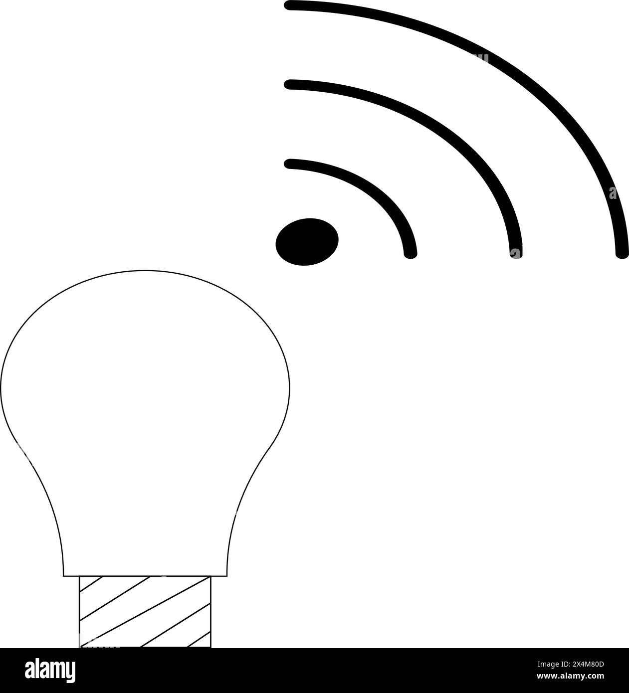 contour de l'icône d'ampoule (internet of thing). Ampoule intelligente avec symbole sans fil pour le Web, les applications mobiles et la conception de l'interface utilisateur Illustration de Vecteur