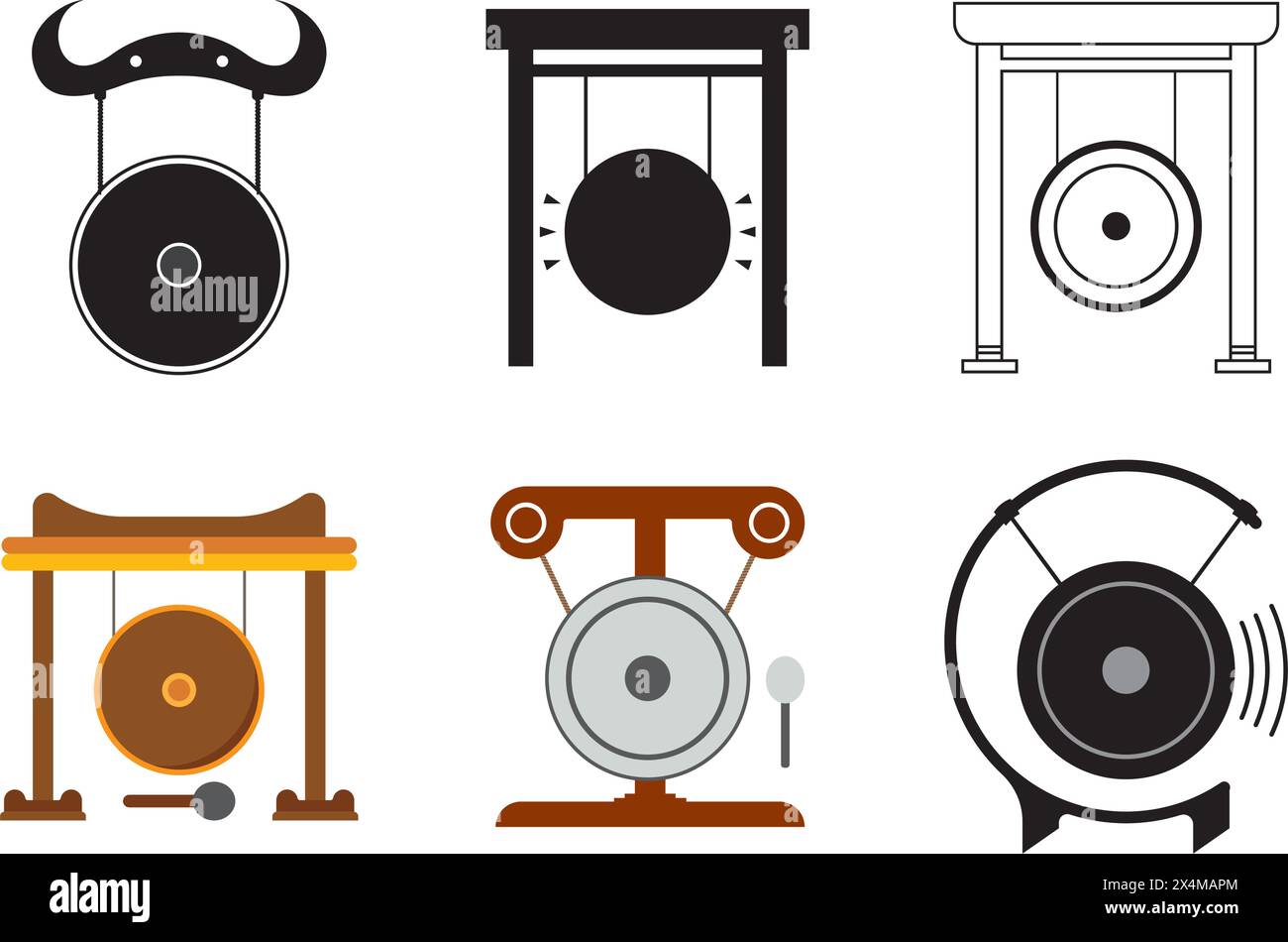 Icône de gong ou instrument de musique traditionnel indonésien, conception de symbole d'illustration vectorielle Illustration de Vecteur