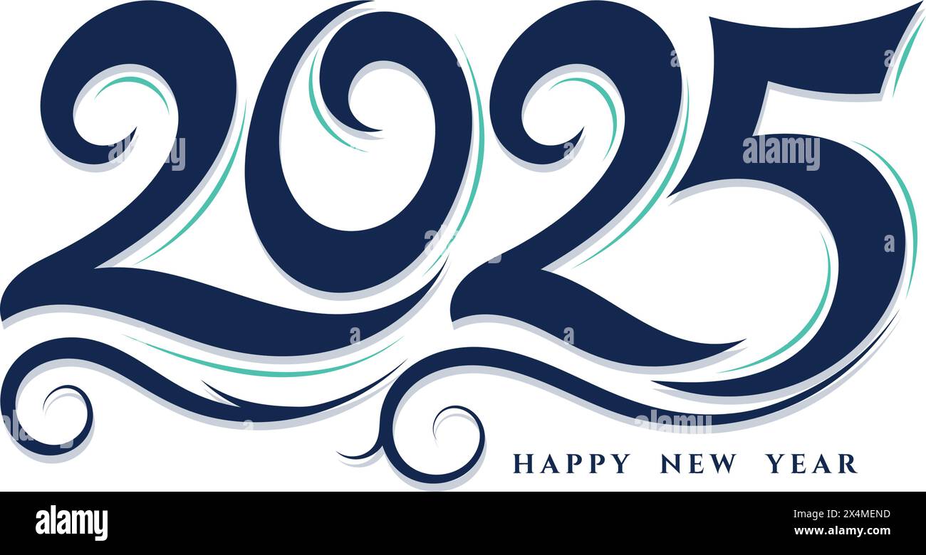 Bonne année 2025 typographie avec design dessiné à la main Illustration de Vecteur