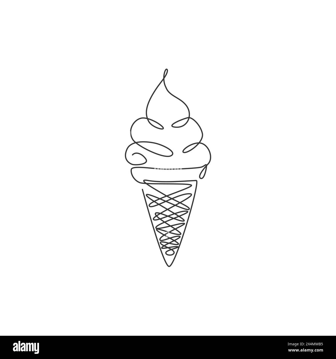 Un dessin simple ligne de l'illustration vectorielle graphique de logo de magasin de crème glacée fraîche. Icecream dessert café menu et concept de badge restaurant. Moder Illustration de Vecteur