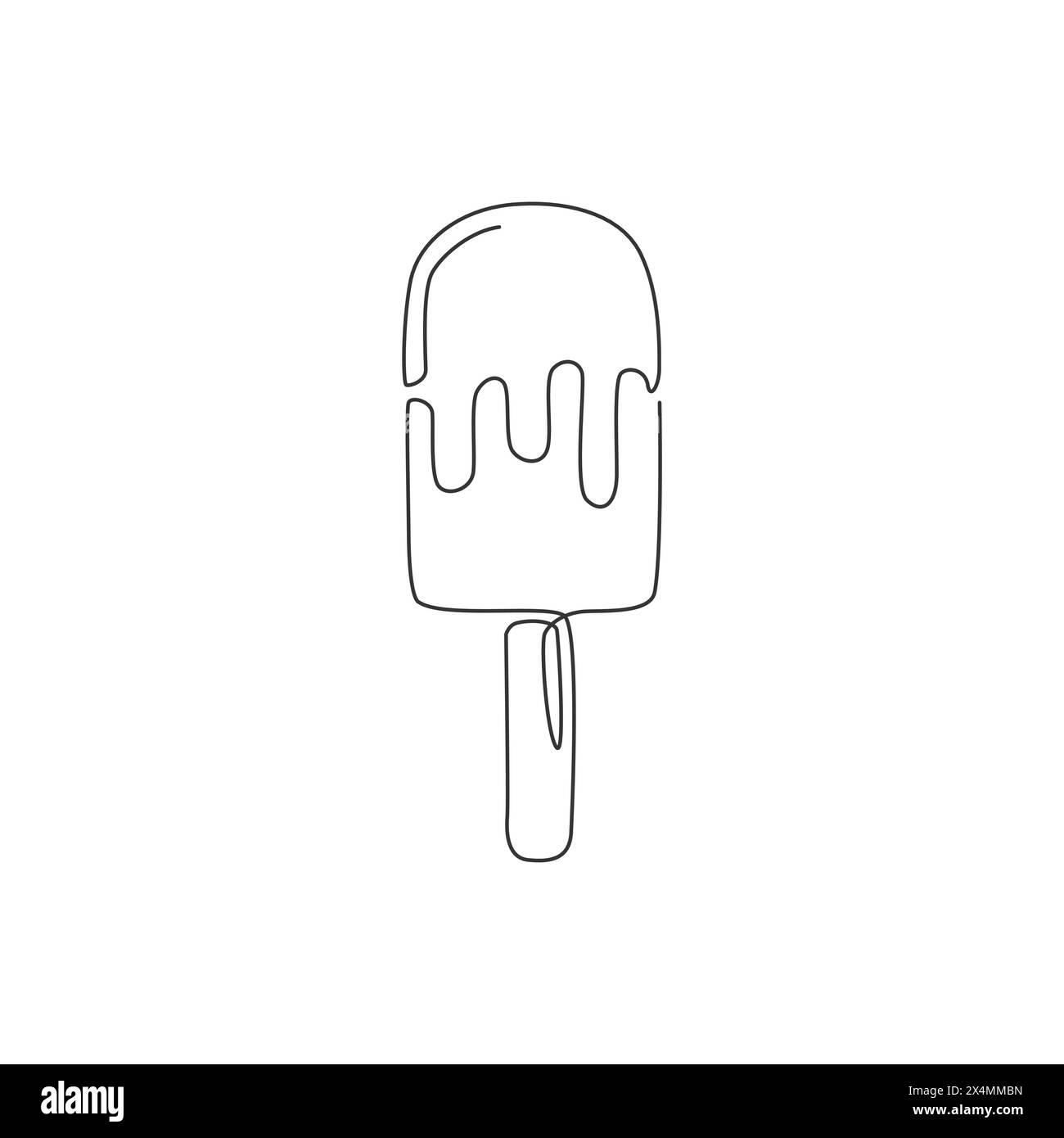 Un dessin simple ligne de l'illustration vectorielle graphique de logo de magasin de popsicles doux frais. Concept de menu de café de bâtonnets de crème glacée et de badge de restaurant. Moder Illustration de Vecteur