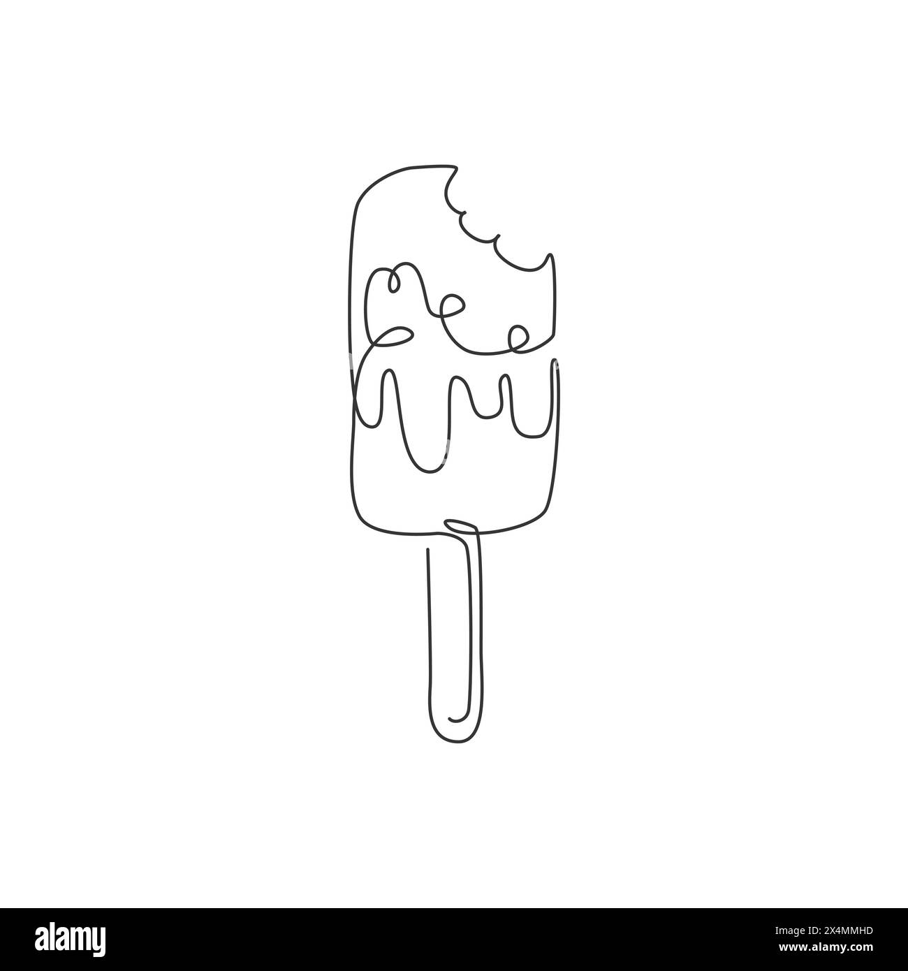 Un dessin en ligne continue de l'emblème du restaurant du magasin de popsicles américain frais délicieux. Concept de modèle de logotype de café de dessert sucré. Mod Illustration de Vecteur