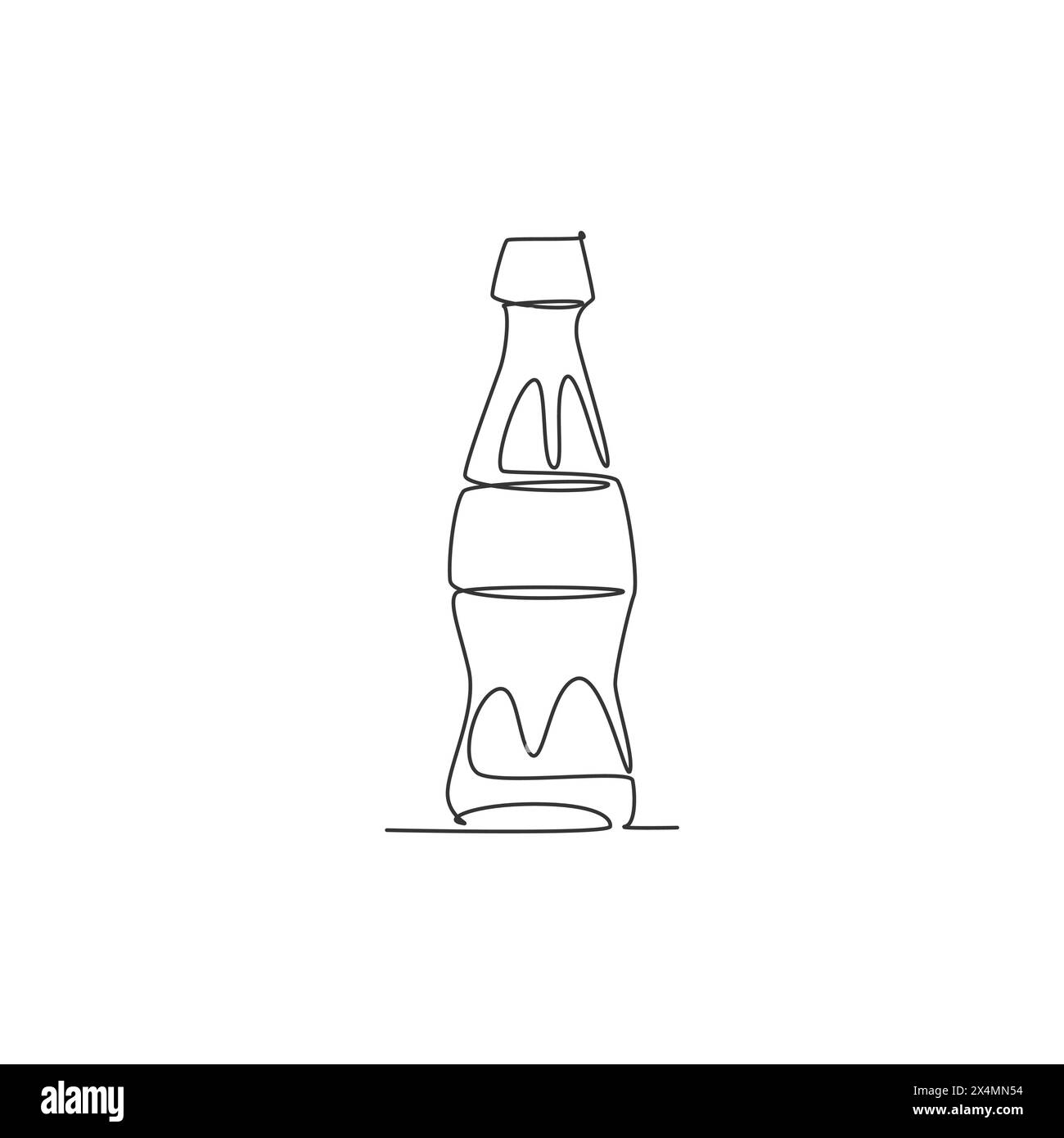 Dessin d'une seule ligne continue de boisson gazeuse stylisée sur l'étiquette de logo de bouteille en verre. Concept de magasin de boissons emblématiques. Vecteur de conception de dessin d'une ligne moderne illus Illustration de Vecteur