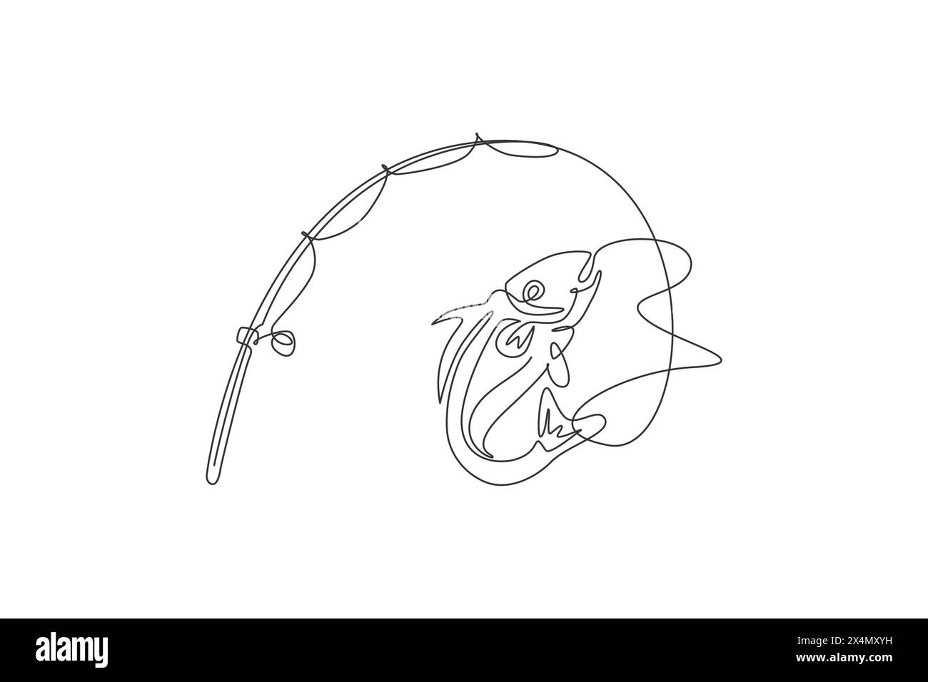 Un dessin simple ligne du club de pêcheur et du logo de compétition d'amoureux de la pêche icône symbole graphique d'illustration vectorielle. Vacances voyage pour la pêche ho Illustration de Vecteur