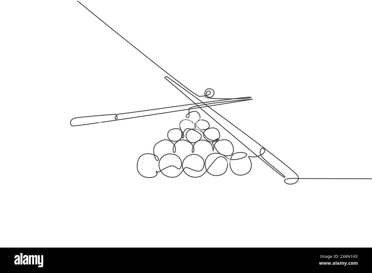 Un dessin simple ligne de la pile de boules pyramidales triangulaires pour le jeu de billard à la salle de billard illustration graphique vectorielle. Sports d'intérieur récréationa Illustration de Vecteur