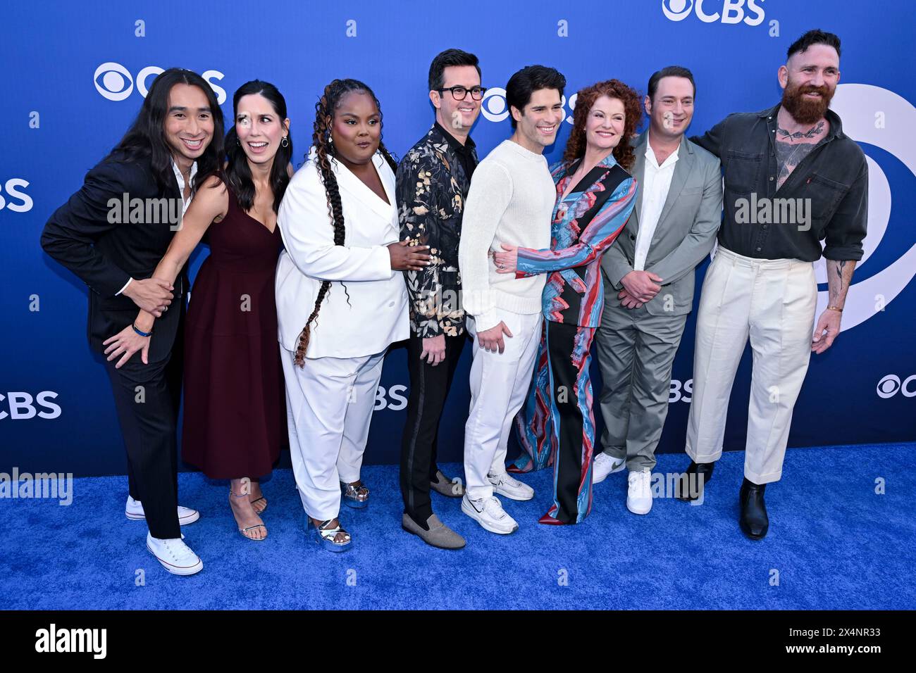 2 mai 2024, Hollywood, Californie, États-Unis : (de gauche à droite) RomÃ¡n Zaragoza, Sheila Carrasco, Danielle Pinnock, Richie Moriarty Pete, Asher Grodman, Rebecca Wisocky assiste à la CBS Fall Season Celebration 2024-25. (Crédit image : © Billy Bennight/ZUMA Press Wire) USAGE ÉDITORIAL SEULEMENT! Non destiné à UN USAGE commercial ! Banque D'Images