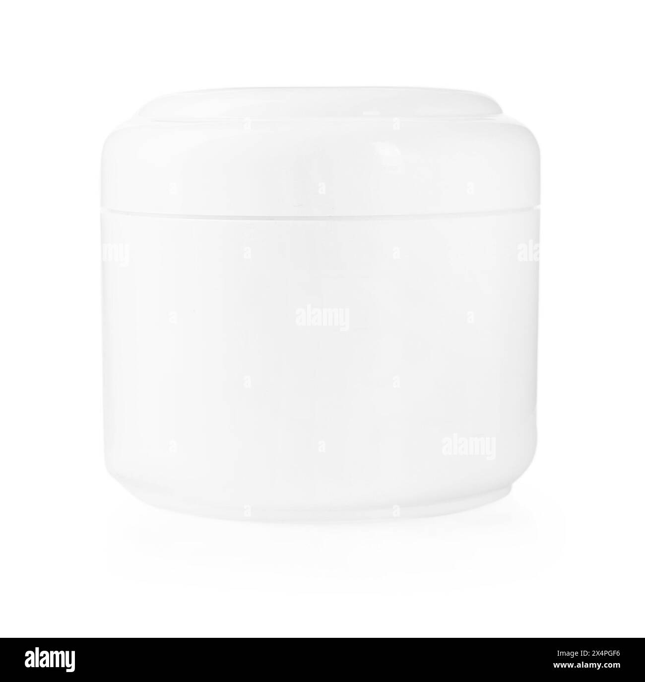 Pot de crème de soin du corps isolé sur blanc Banque D'Images