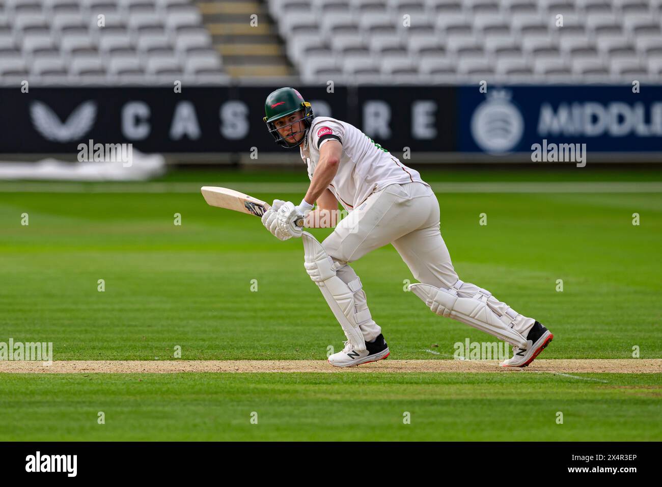 LONDRES, ROYAUME-UNI. 04 mai, 24. Tom Scriven du Leicestershire en action lors de la deuxième journée du Vitality County Championship Middlesex v Leicestershire au Lord's Cricket Ground le samedi 4 mai 2024 à LONDRES EN ANGLETERRE. Crédit : Taka Wu/Alamy Live News Banque D'Images