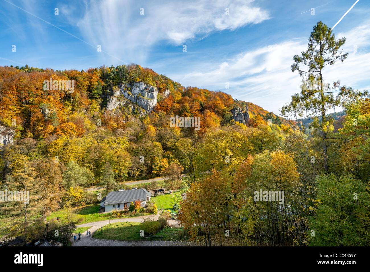 Parc national d'Ojcow, Pologne vu du point de vue de Jonaszówka Banque D'Images