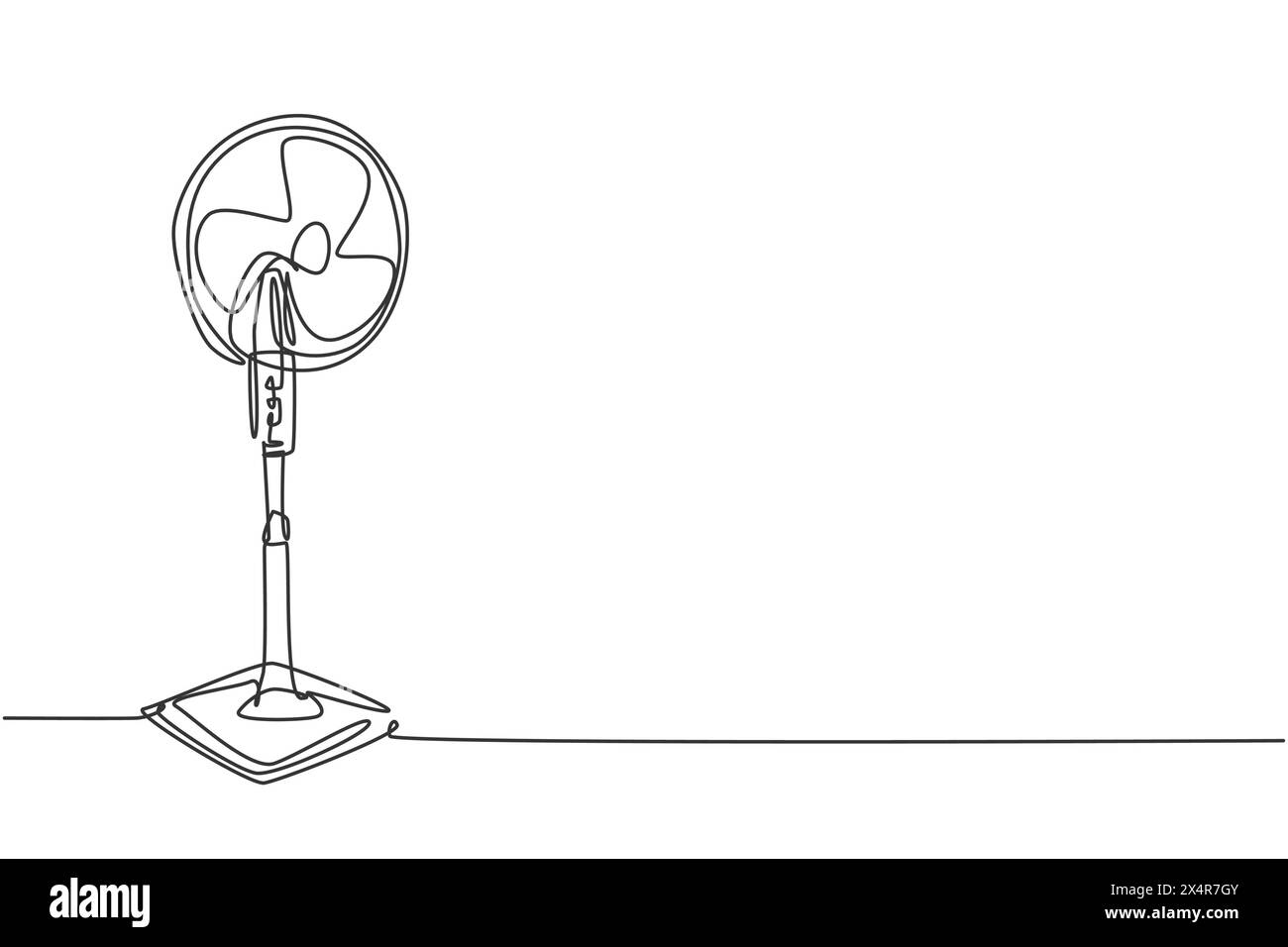 Un dessin en trait continu d'un appareil électroménager avec ventilateur soufflant debout. Concept de modèle d'outils ménagers de salon électrique. Ligne simple tendance Illustration de Vecteur