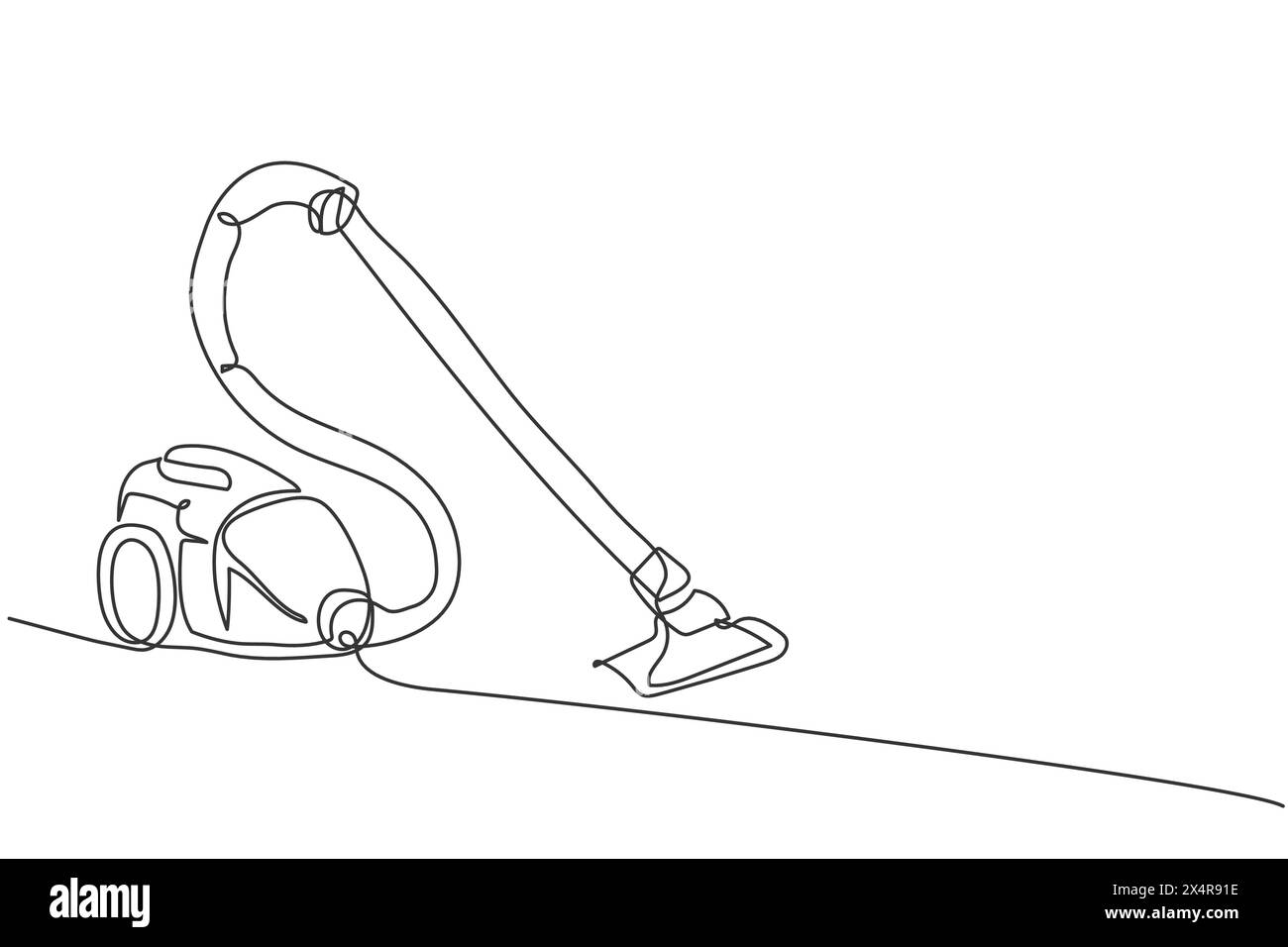 Un dessin au trait continu de l'appareil ménager d'aspirateur électrique. Concept de modèle d'outils ménagers de nettoyage de robot sans fil d'électricité. Tendance si Illustration de Vecteur