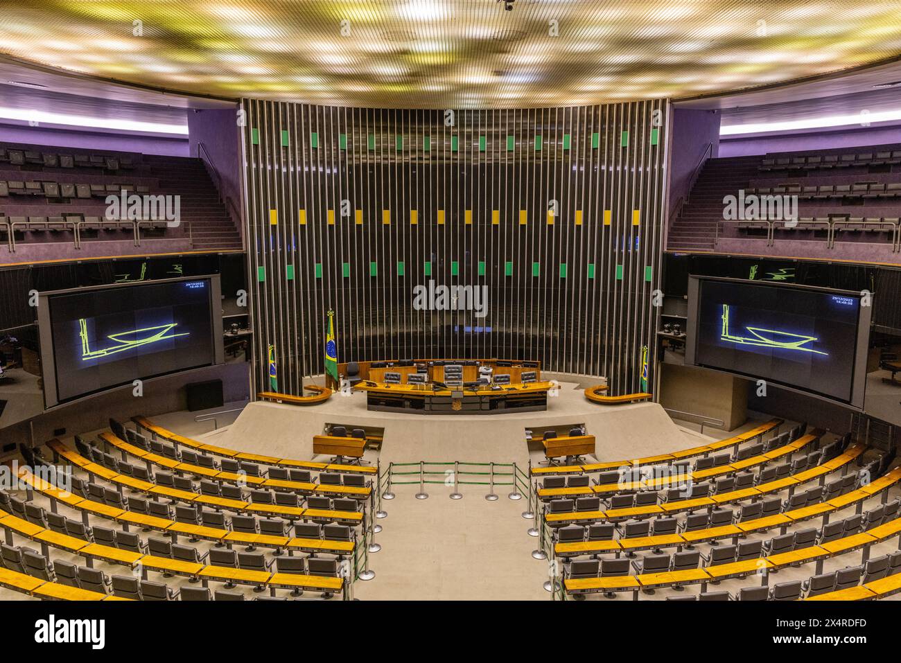 The House Floor of Ulysses Guimarães Chambre plénière de la Chambre des députés, Palais des Congrès nationaux, Palacio do Congresso, Brasilia, Brésil Banque D'Images