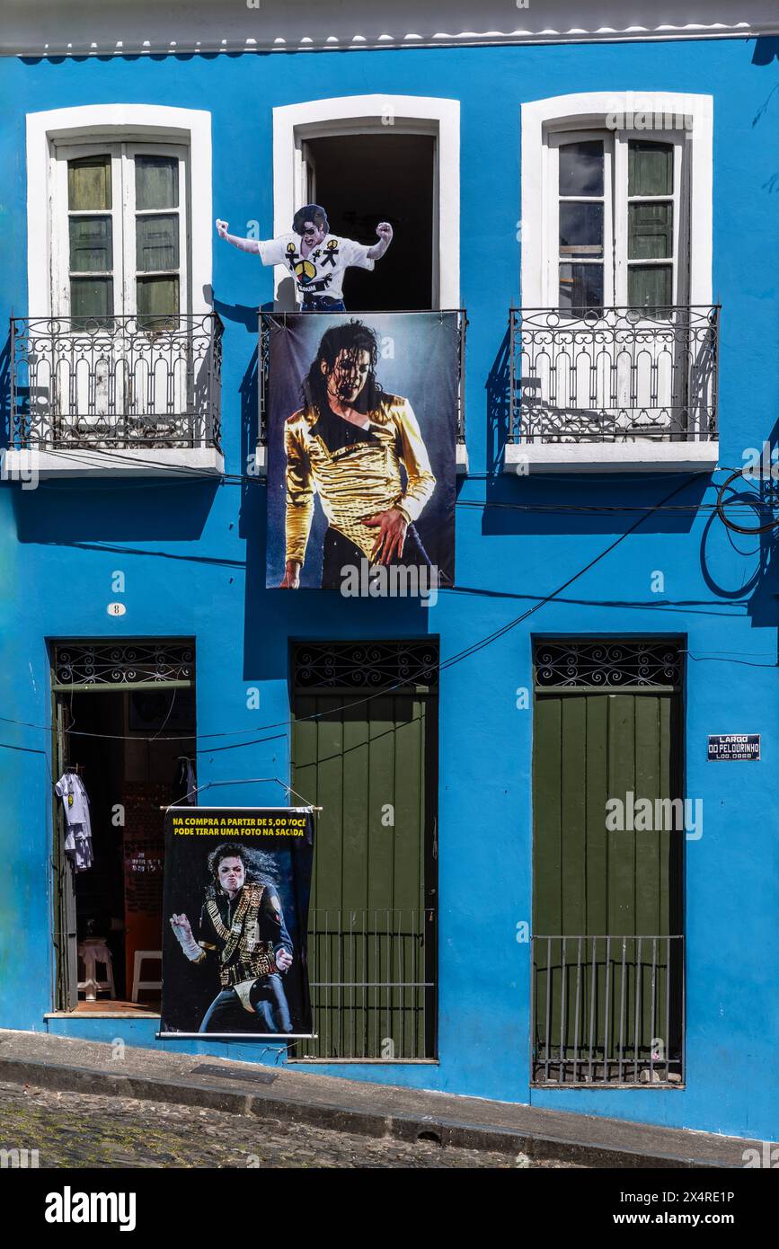 Casa do Michael, emplacement du clip vidéo 'They Don't Care About US' de Michael Jackson, sur la place Largo do Pelourinho, quartier Pelourinho, S. Banque D'Images