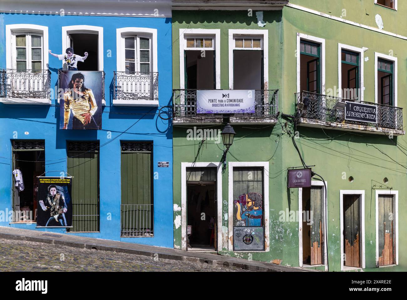 Casa do Michael, emplacement du clip vidéo 'They Don't Care About US' de Michael Jackson, sur la place Largo do Pelourinho, quartier Pelourinho, S. Banque D'Images