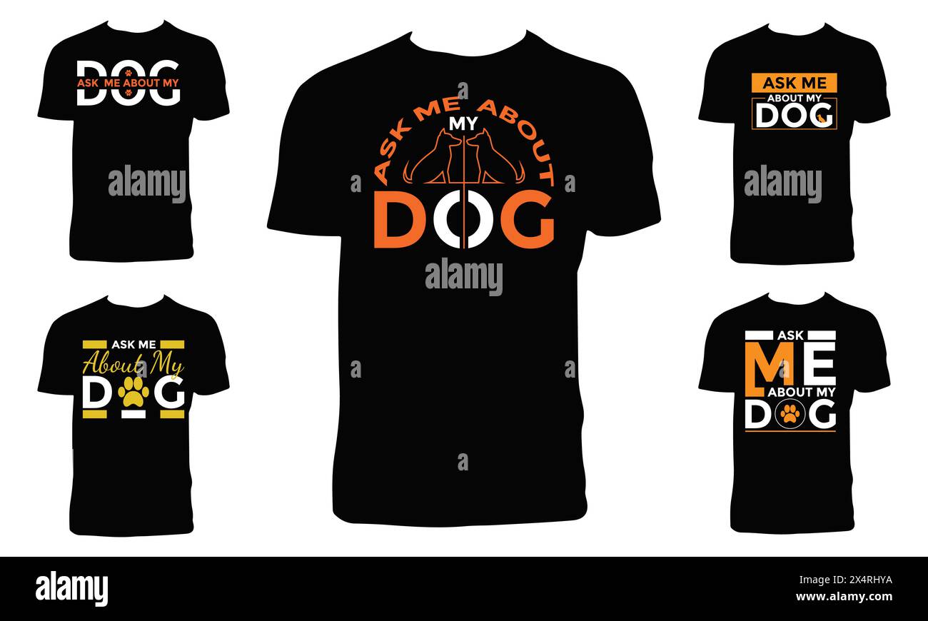 Typographie pour chien et lettrage T-shirt Design Bundle. Illustration de Vecteur
