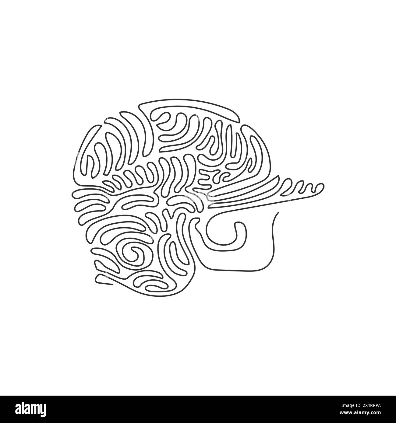 Casque de baseball a dessin continu D'une ligne. Casque pour divers sports d'équipe comme le baseball, softball et T-Ball. Sports de plein air. Boucles torsadées. Chantez Illustration de Vecteur