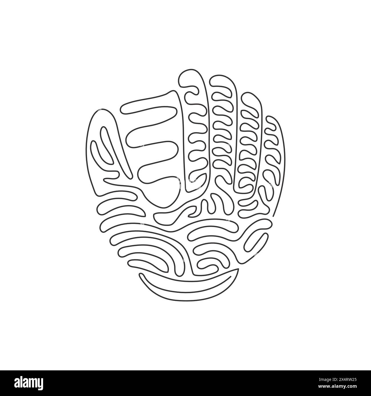 Gant en cuir de baseball à dessin continu d'une ligne pour la promotion du championnat. Tournoi de baseball. Bannière de ligue de sport d'équipe. Boucles torsadées. Simple Illustration de Vecteur