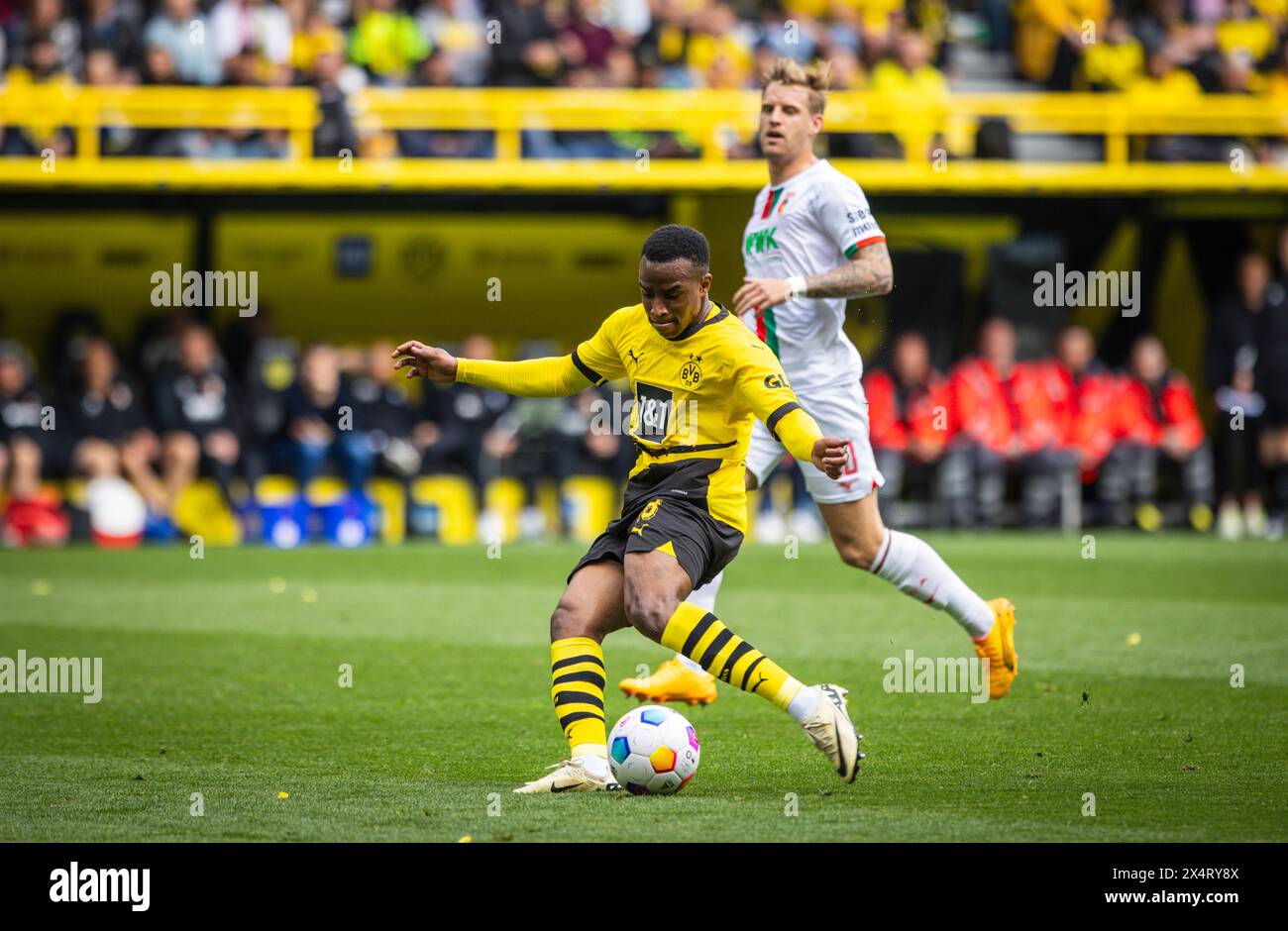 Dortmund, Allemagne. 4 mai 2024. Youssoufa Moukoko (BVB) Borussia Dortmund - FC Augsburg 04.05.2024 Copyright (nur für journalistische Zwecke) by Banque D'Images