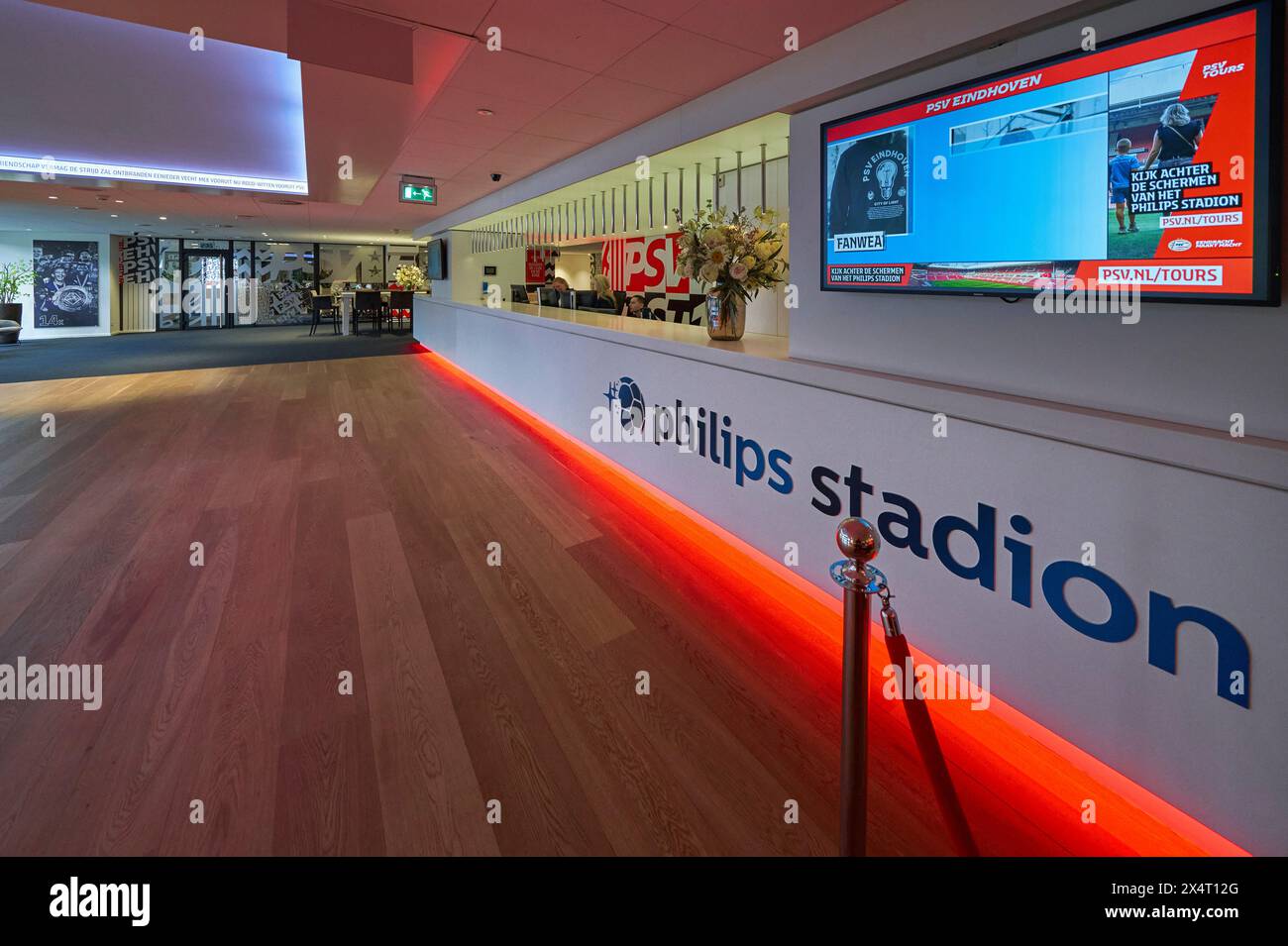 Derrière les rideaux du Philips Stadion - l'arène officielle du FC PSV Eindhoven Banque D'Images