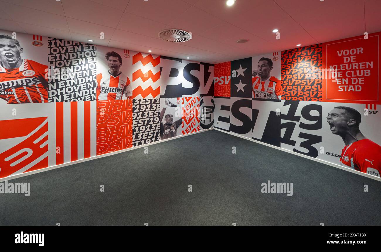 Derrière les rideaux du Philips Stadion - l'arène officielle du FC PSV Eindhoven Banque D'Images