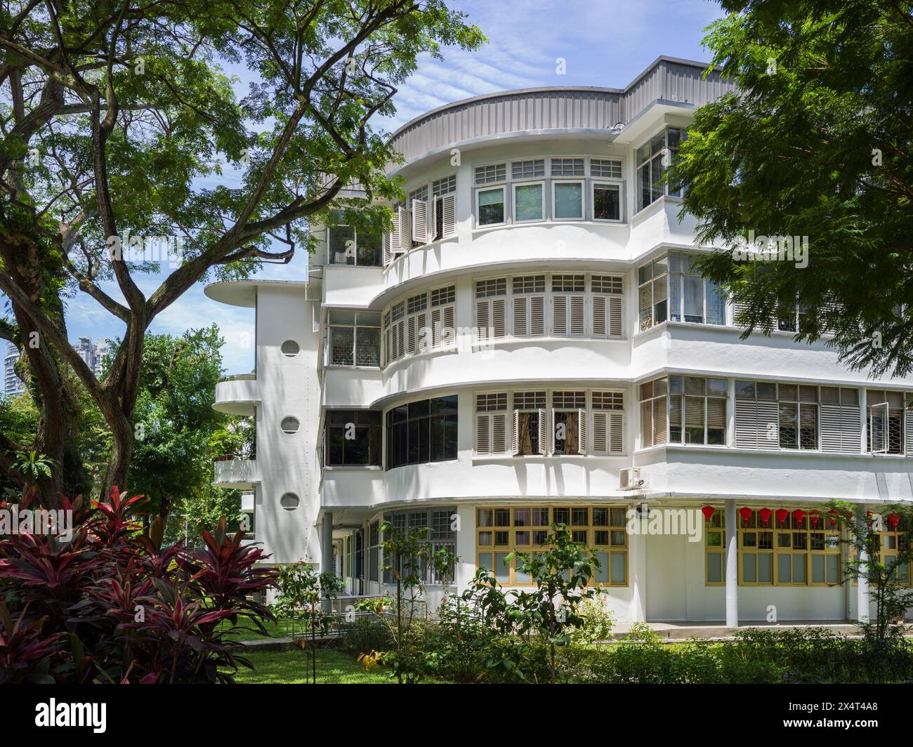 Appartements modernistes Tiong Bahru à Singapour, conçus dans le style Streamline moderne par Singapore Improvement Trust (SIT) Banque D'Images