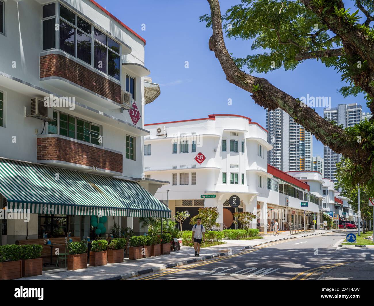 Appartements modernistes Tiong Bahru à Singapour, conçus dans le style Streamline moderne par Singapore Improvement Trust (SIT) Banque D'Images