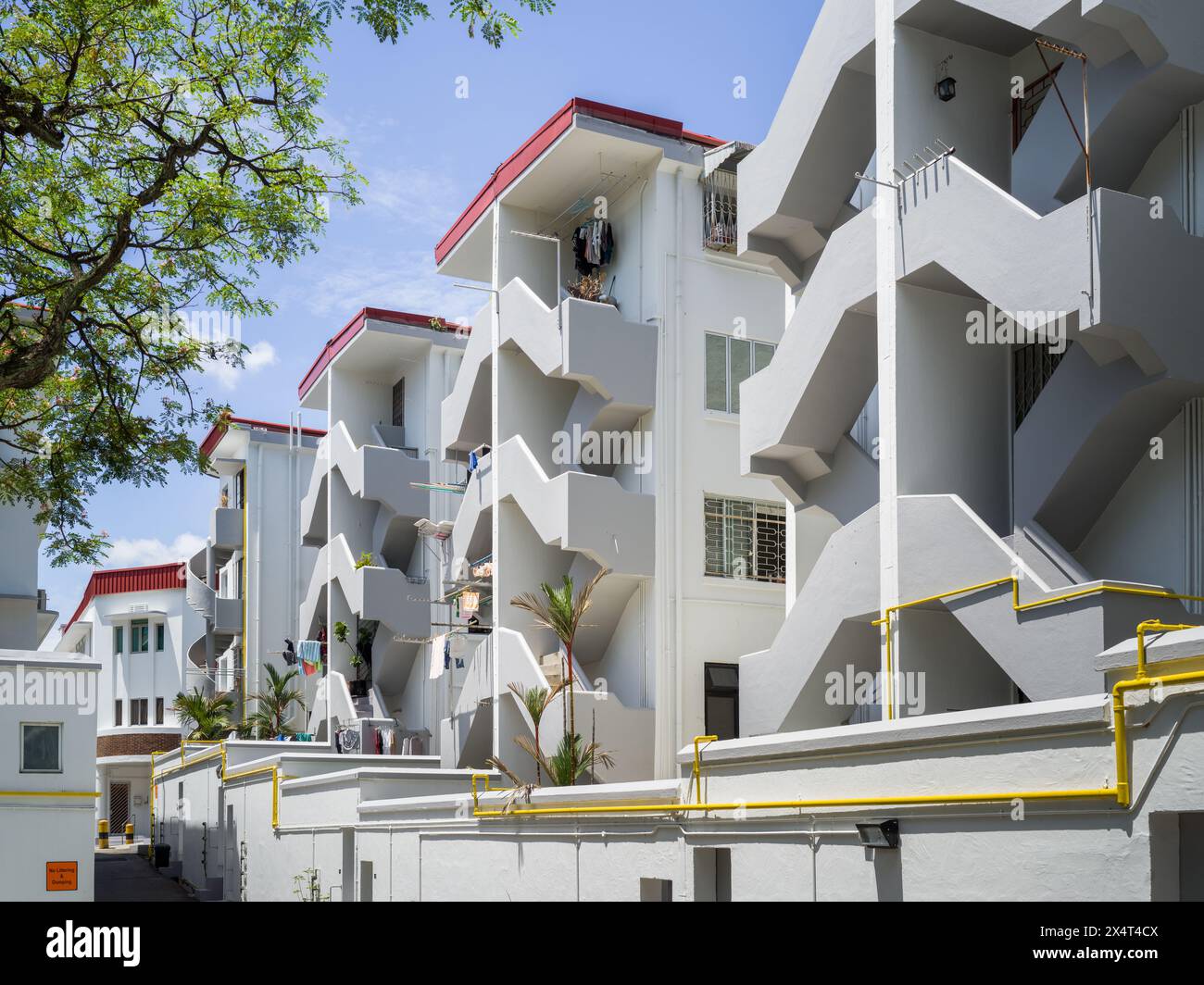 Appartements modernistes Tiong Bahru à Singapour, conçus dans le style Streamline moderne par Singapore Improvement Trust (SIT) Banque D'Images