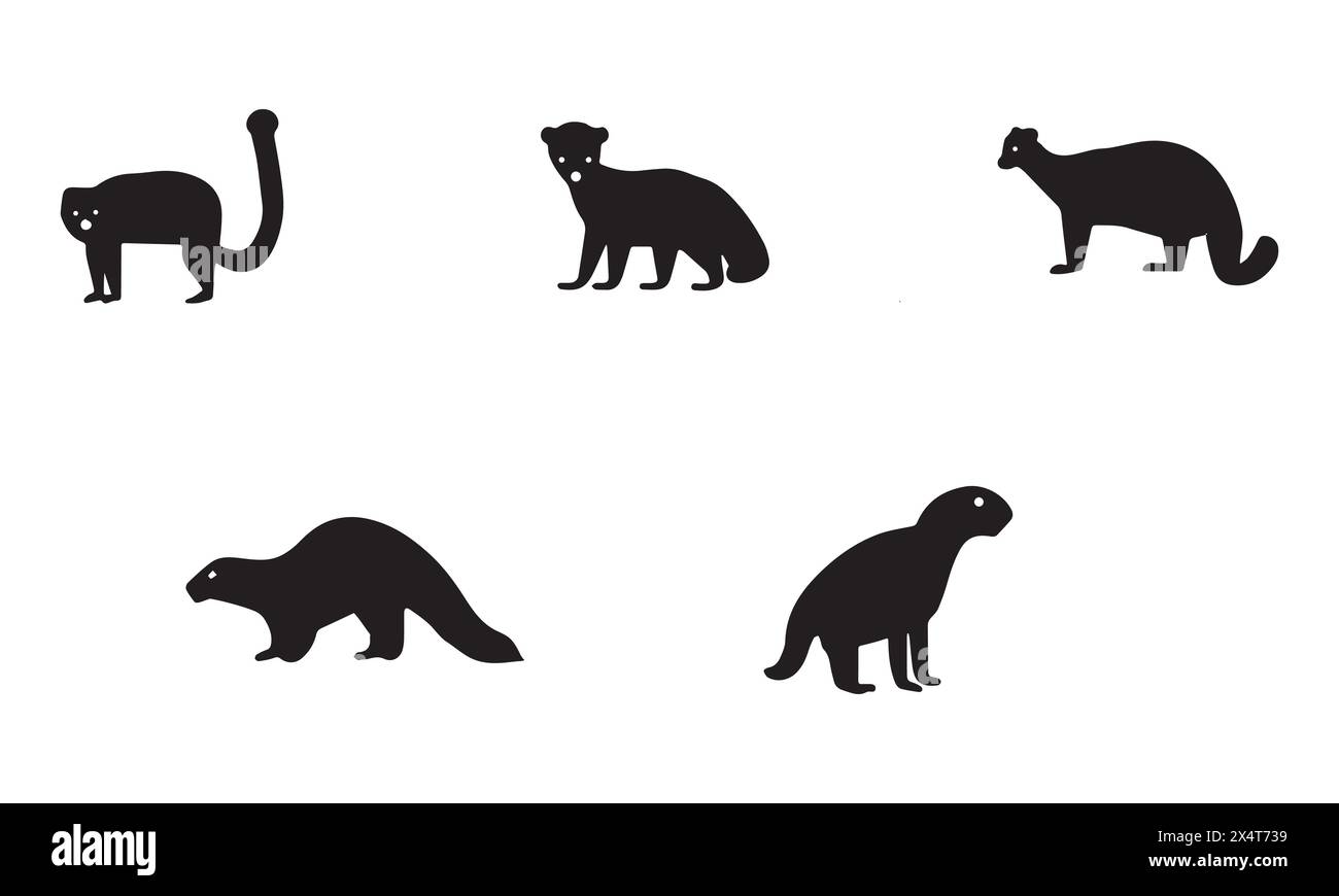 Banded Palm Civet illustration style minimal Black Icon EPS 10 et JPG Illustration de Vecteur