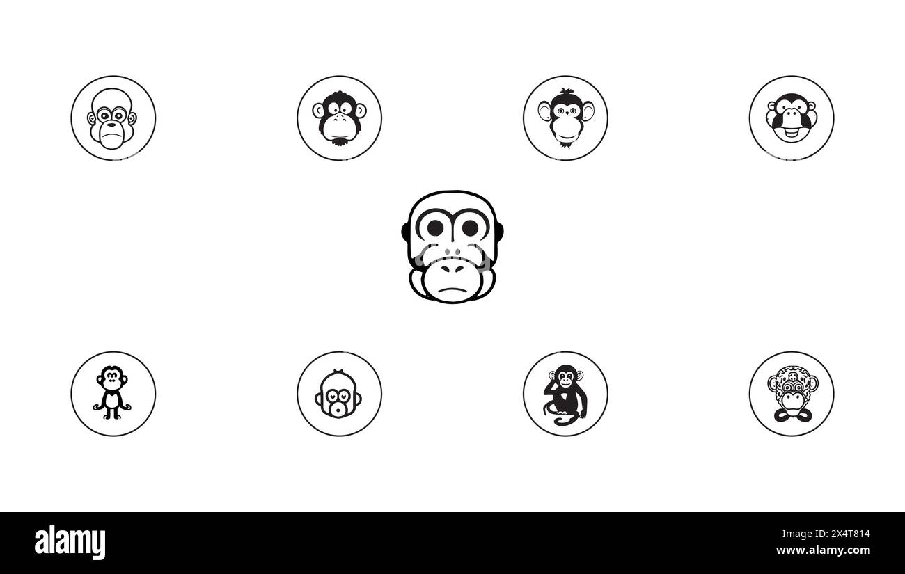 Illustration Bonobo icône noire EPS 10 et JPG Design Illustration de Vecteur