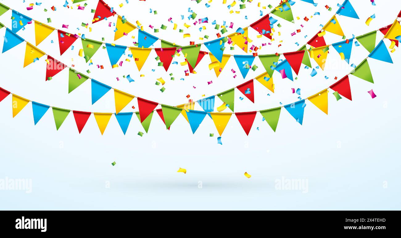 Guirlande colorée de drapeaux de fête isolée sur fond propre. Vector Festa Junina illustration pour le Brésil juin traditionnel Saint John Holiday Festival Illustration de Vecteur