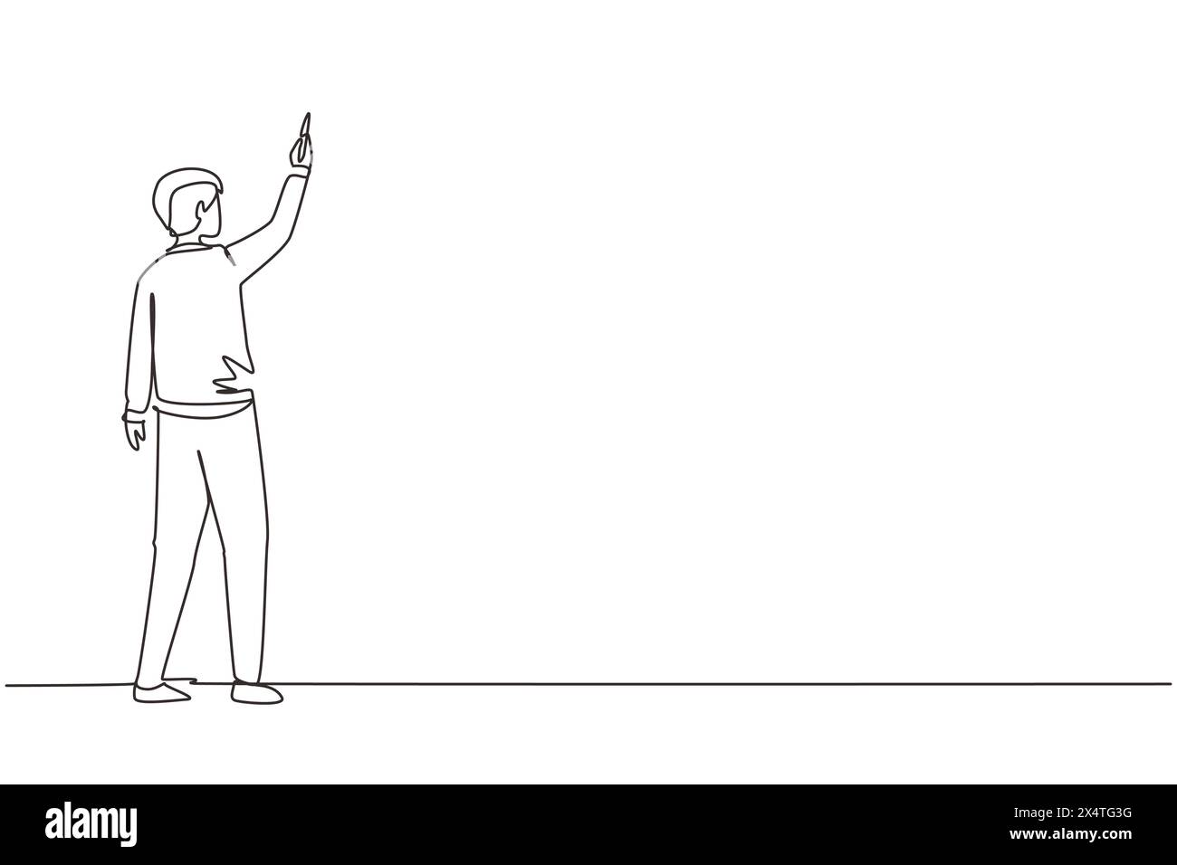 Vue arrière continue d'une ligne d'un enseignant ou d'un élève écrivant des formules sur le tableau de la classe tenant la craie dans la main droite. Université ou SC Illustration de Vecteur