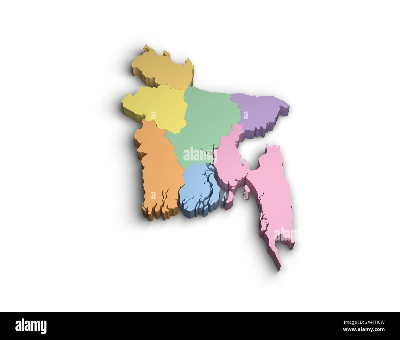 3d Bangladesh carte de couleur illustration fond blanc isolat Banque D'Images