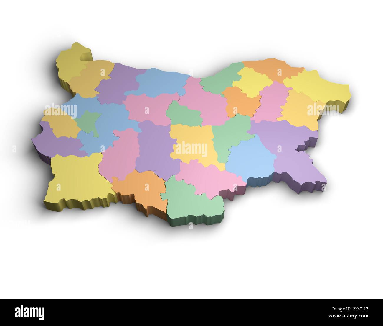 3d Bulgarie carte de couleur illustration fond blanc isolat Banque D'Images