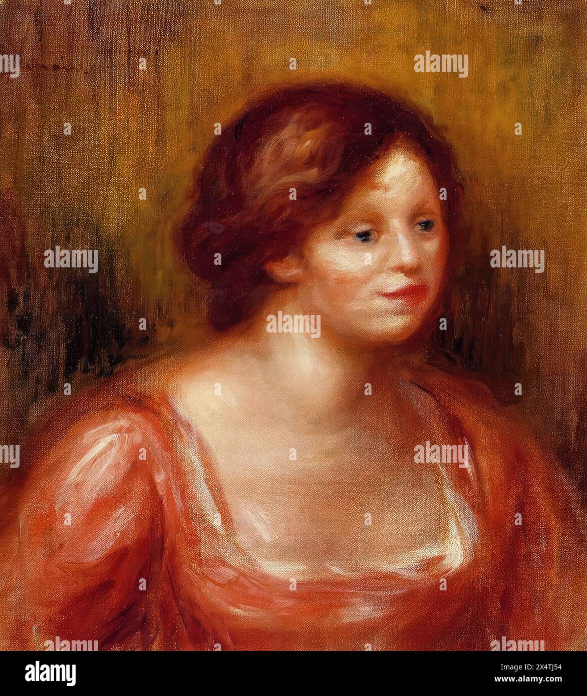 Peinture Renoir - buste d'une femme dans un portrait Red Blouse Banque D'Images