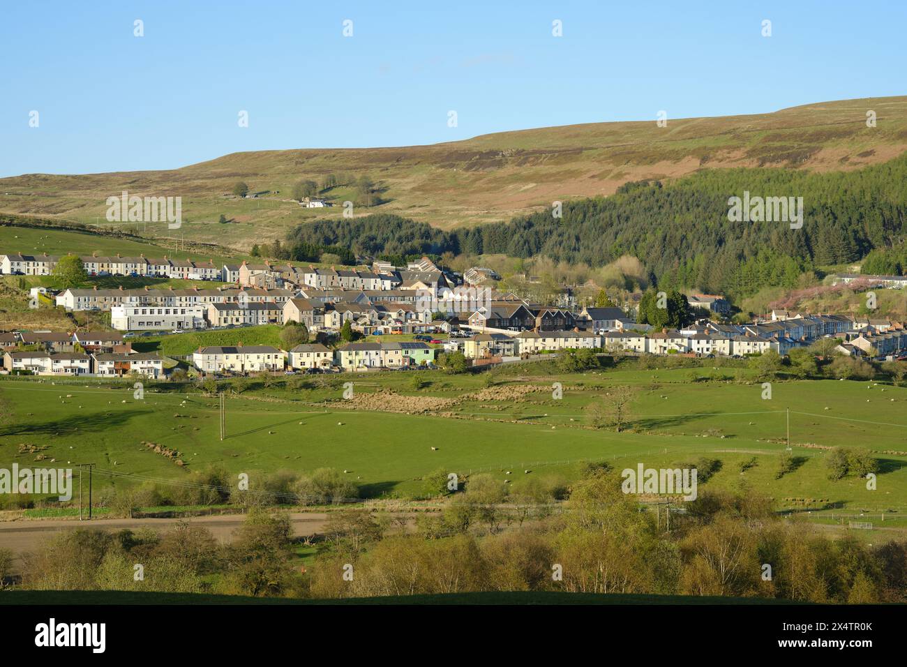 Village isolé à flanc de colline d'Abertysswg dans la vallée de Rhymney au sud du pays de Galles Banque D'Images