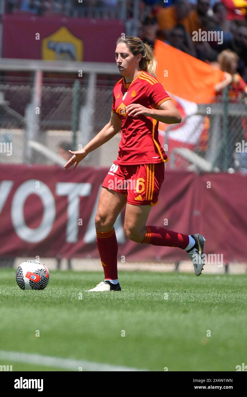 Rome, Italie. 05 mai 2024. Oihane Valdezate de l'A.S. Roma Women lors des séries éliminatoires du Championnat A féminin entre l'A.S. Roma Women et le F.C. Internazionale Women le 5 mai 2024 au stade Tre Fontane à Rome. Pendant AS Roma - FC Internazionale Women, football italien Serie A Women match à Rome, Italie, mai 05 2024 crédit : Agence photo indépendante/Alamy Live News Banque D'Images