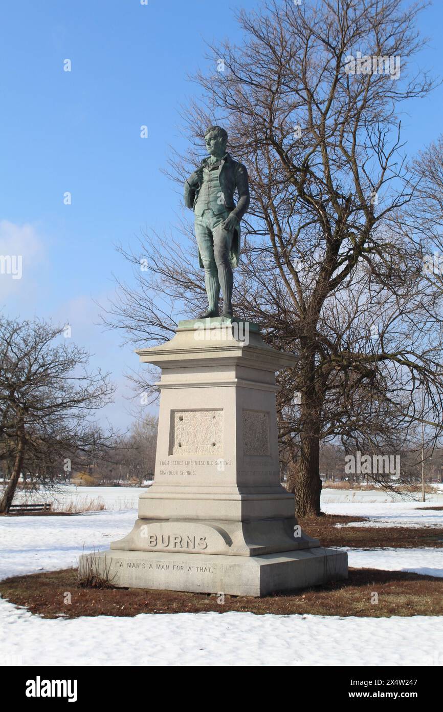 Statue de Robert Burns avec base à Garfield Park à Chicago Banque D'Images