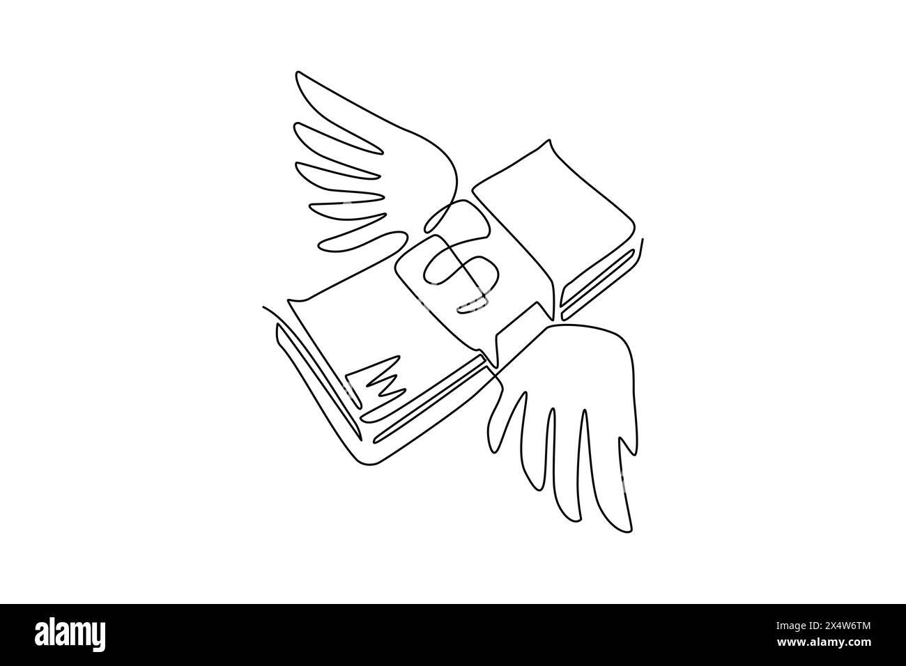 Une ligne continue dessinant des piles de billets de banque en dollars. Dépenses budgétaires, Bill Expenses. Business, concept financier. Curr américain ailé Illustration de Vecteur