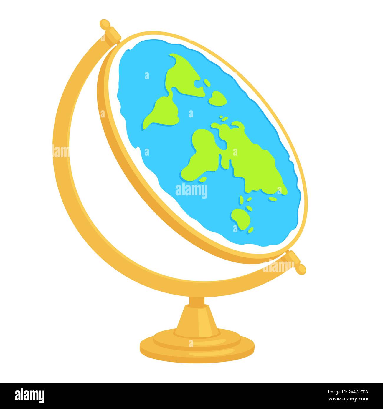 Modèle de globe terrestre plat de dessin animé, illustration simple de clip art vectoriel plat. Illustration de Vecteur