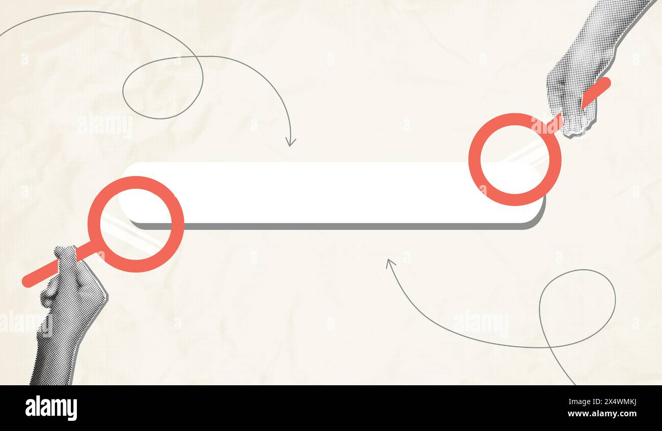 Illustration vectorielle de concept de recherche de collage demi-teinte à la mode Illustration de Vecteur