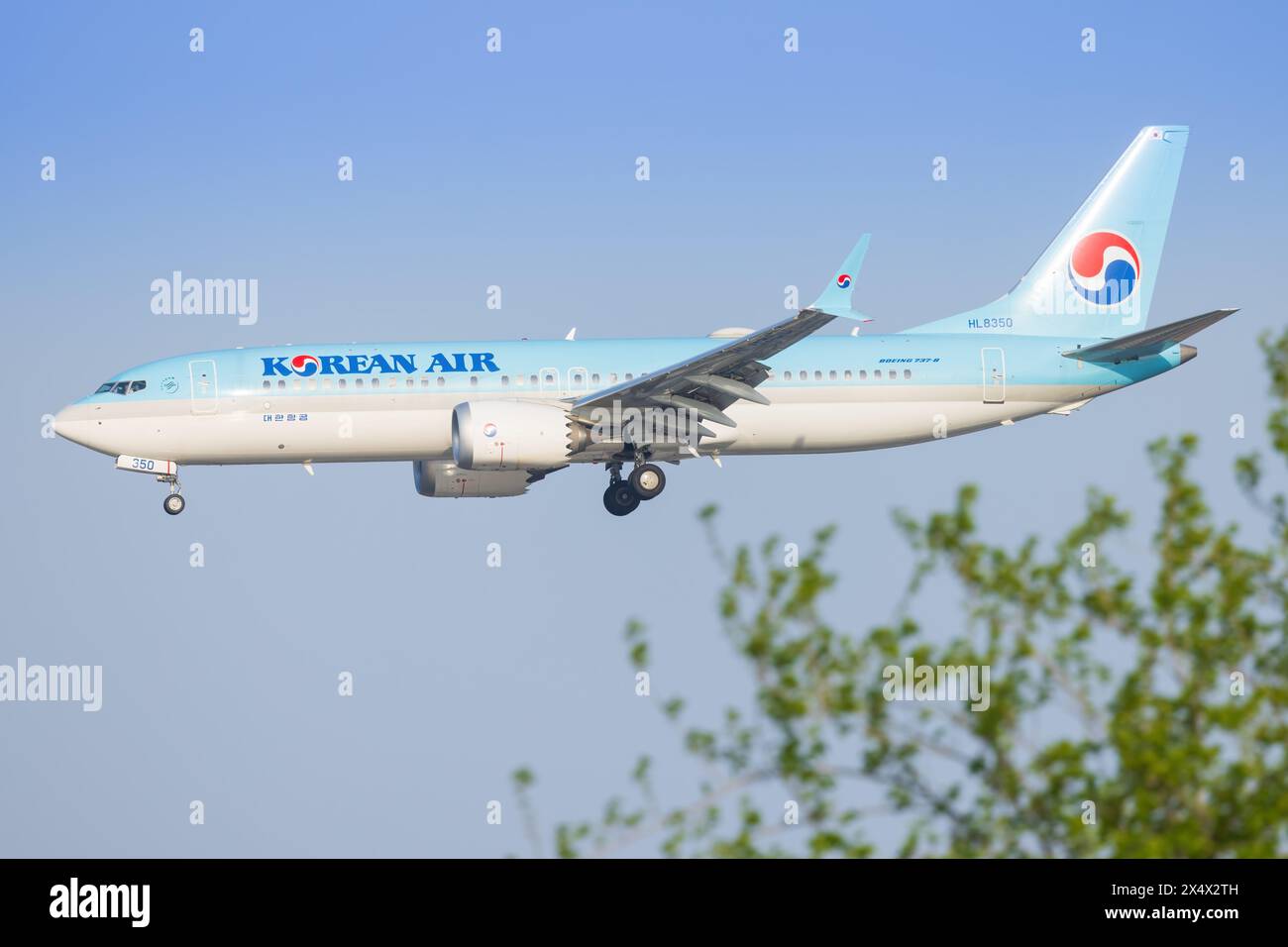 Boeing 737 coréens à l'aéroport de Shanghai en Chine en avril 2024 Banque D'Images