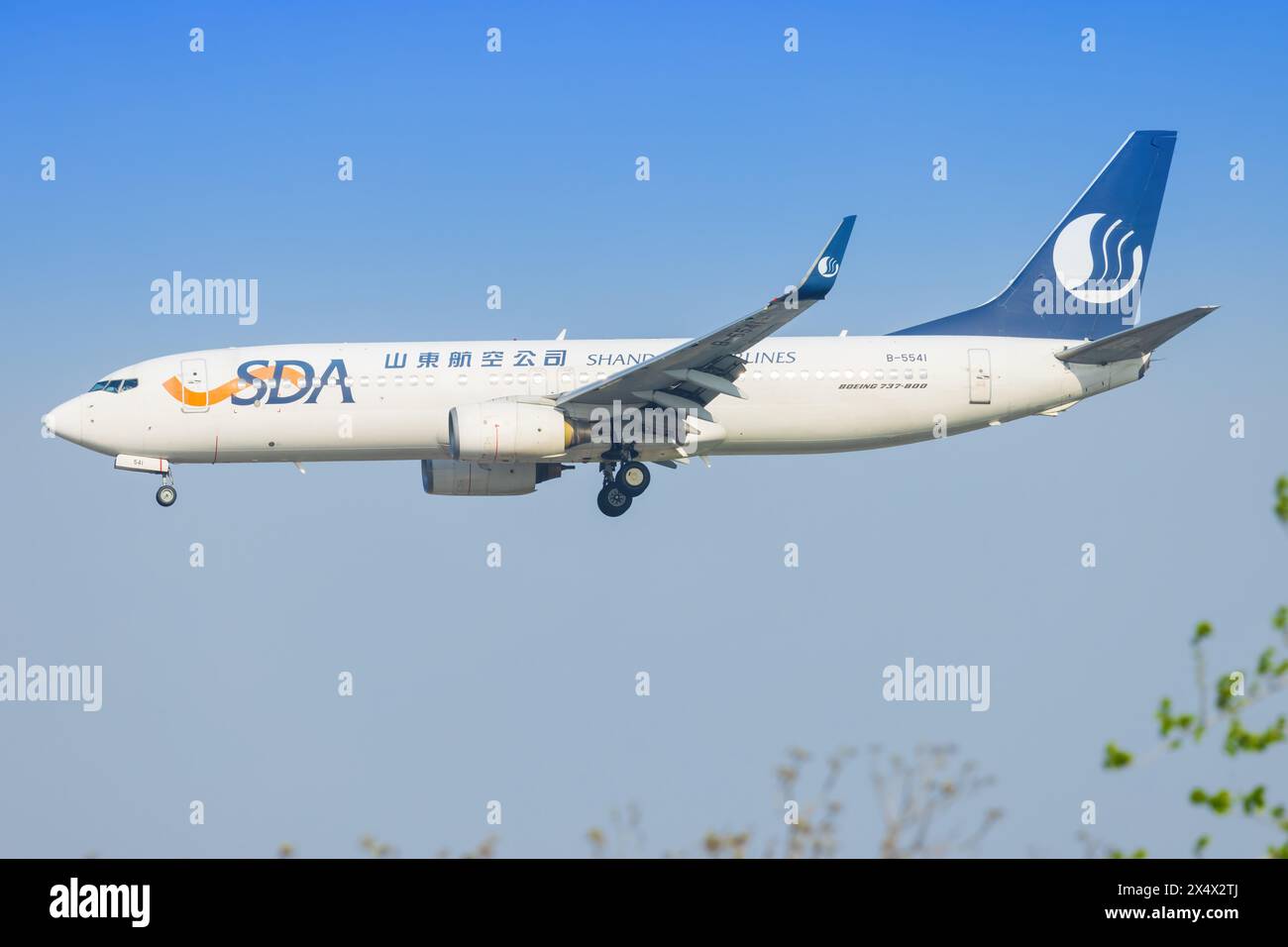 SDA Boeing 737 Airline à l'aéroport de Shanghai en Chine en avril 2024 Banque D'Images