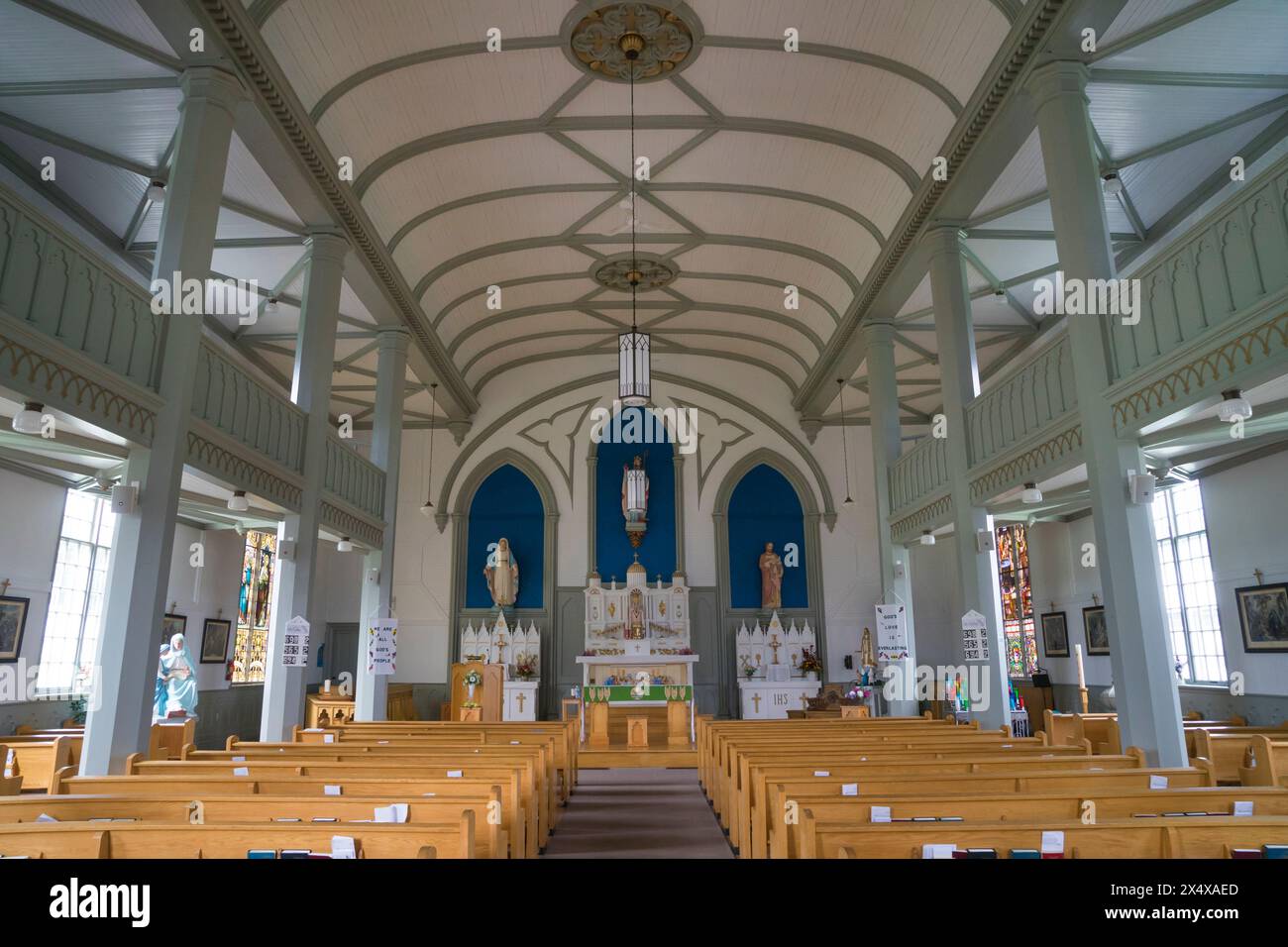 Intérieur de l'église catholique romaine St Augustines à Rustico, Île-du-Prince-Édouard, Canada Banque D'Images