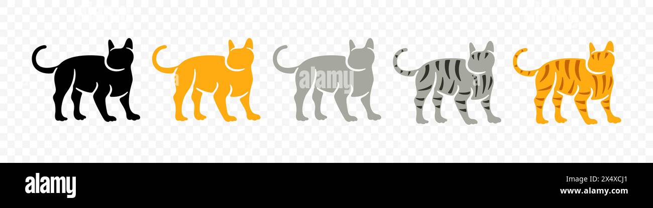 Chat, chaton et chat comme, felino, design graphique. Animaux et animaux de compagnie, vétérinaire et animalerie, conception vectorielle et illustration Illustration de Vecteur
