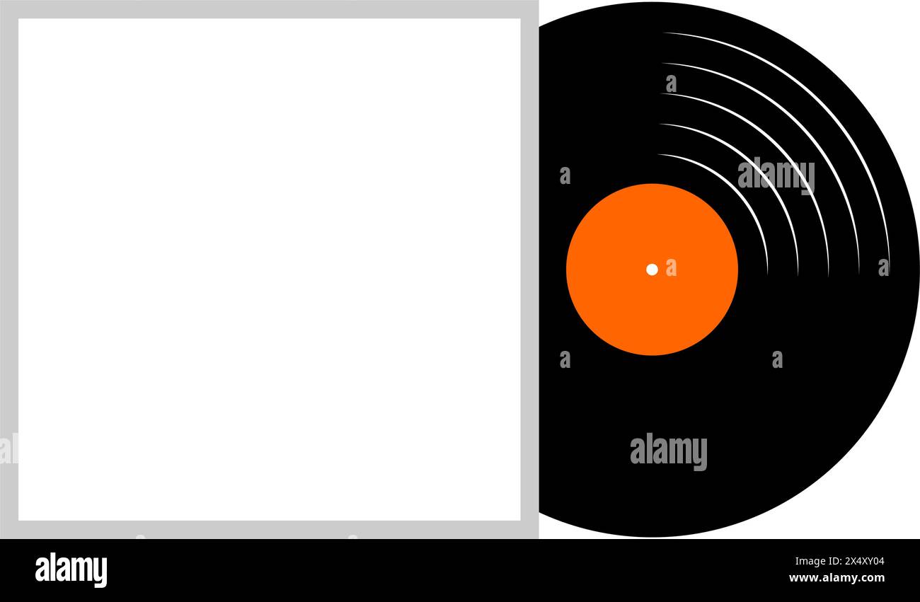 Retrait du disque vinyle de la couverture vide. Platine LP ou disque de musique longue durée isolé sur fond blanc. Nouveau concept d'album single ou chanson. années 60 années 70 années 80 thème de nostalgie. Illustration vectorielle plate. Illustration de Vecteur